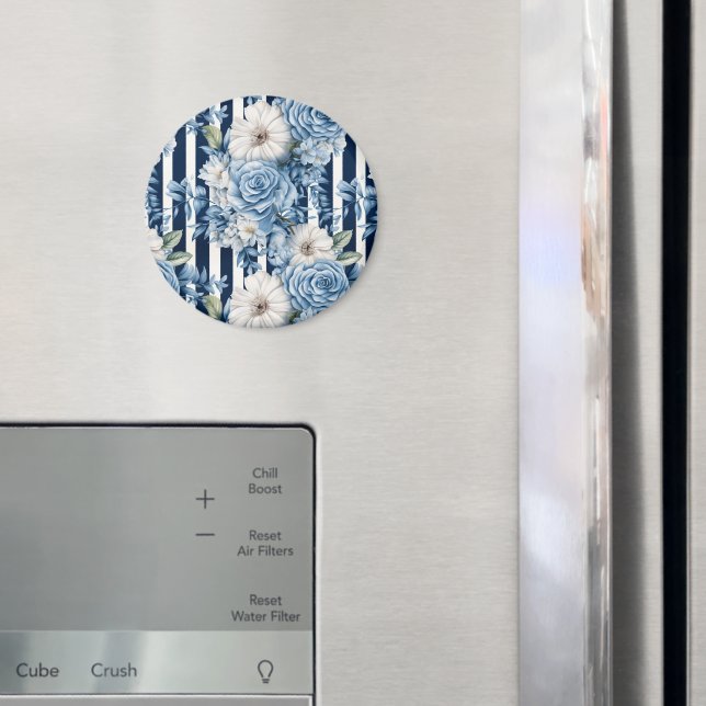 Imã Chuva de Noiva em Listras Florais Azul Marinho (In Situ (Fridge))