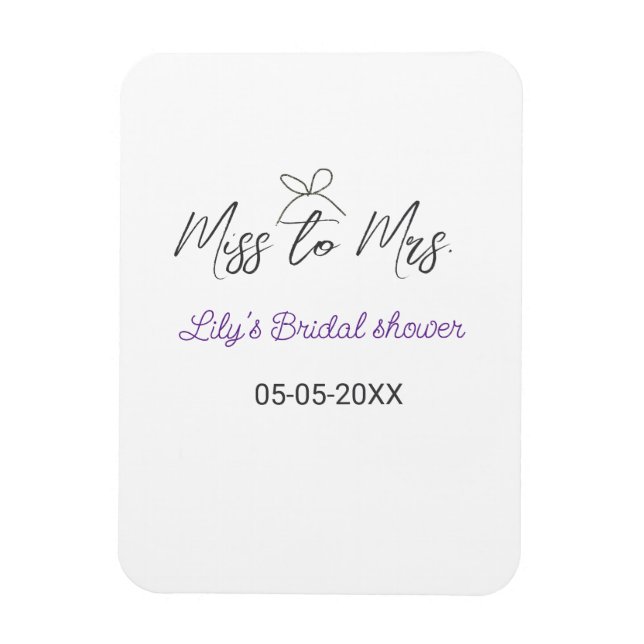 Ímã Chuva de presentes Miss to Mrs adicionar nome data (Vertical)