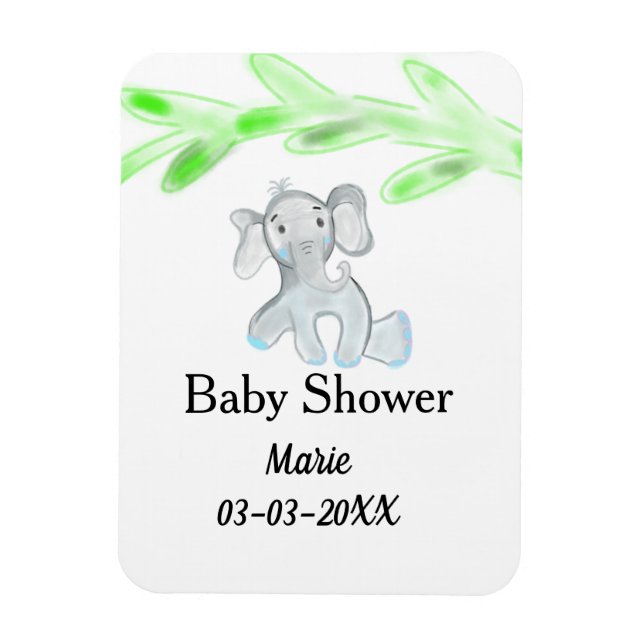 Ímã Chuveiro de bebê elefante bebê cinza azul simples  (Vertical)