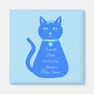 Imã Chuveiro de Bebê Menino Gato Azul Fofo Personaliza