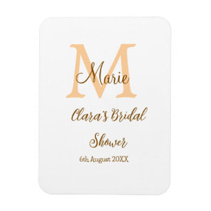 Ímã Chuveiro de noiva monograma laranja adicionar nome