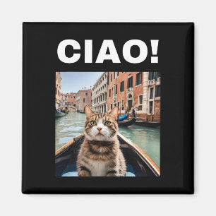 Imã Ciao Funny Gondolier Cat Em Um Gondola Venetiano