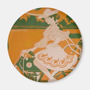 Imã Ciclismo da mulher do vintage com Cupido