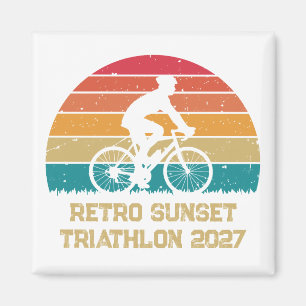 Imã Ciclismo Retro Pôr do Sol Triatlo Personalizado