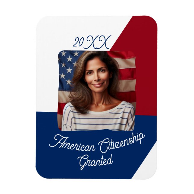 Ímã Cidadania Americana Concedeu Foto Personalizada (Vertical)