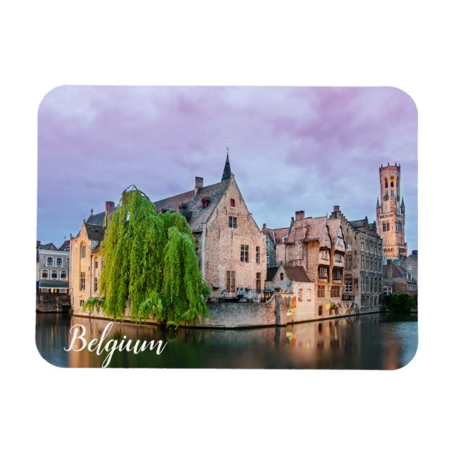 Ímã Cidade antiga de Bruges e torre de Belfry (Horizontal)