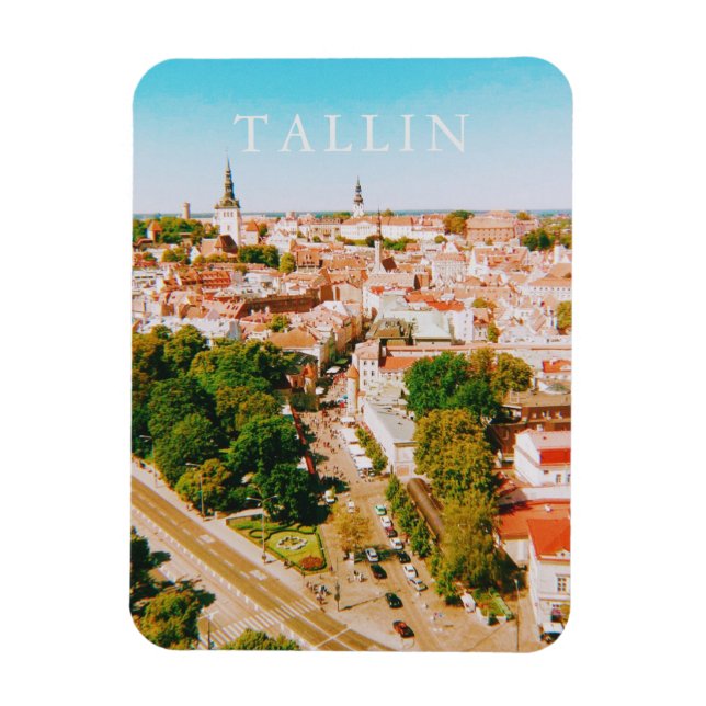 Ímã Cidade Antiga de Tallinn, Estônia, Arte Municipal (Vertical)
