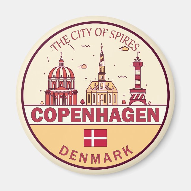 Imã Cidade de Copenhagen Dinamarca - Skyline Emblem (Frente)