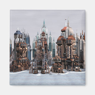 Imã Cidade de Fantasia Futurista Arte de Horizonte de 