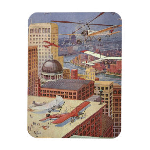 Ímã Cidade de Ficção Científica Vintage, Steam Punk Vi