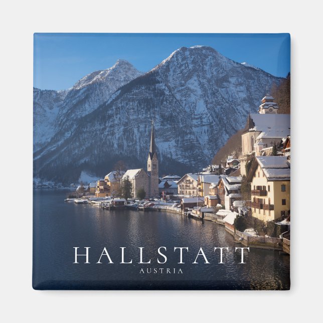 Imã Cidade de Hallstatt na neve no inverno (Frente)