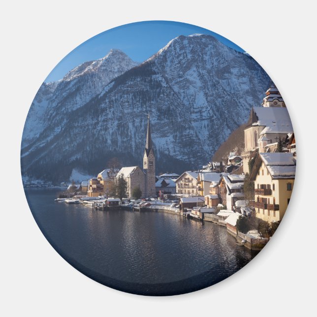 Imã Cidade de Hallstatt na neve no inverno (Frente)