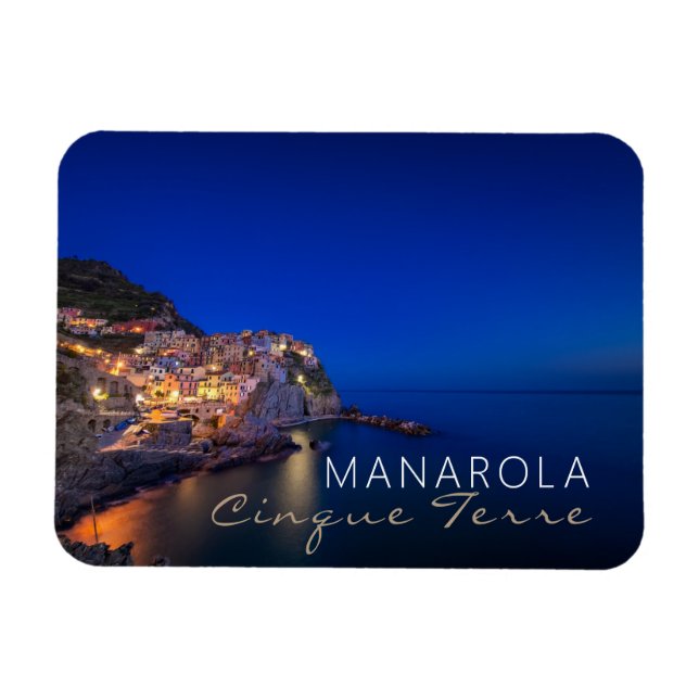 Ímã Cidade de Manarola no Cinque Terre à noite (Horizontal)