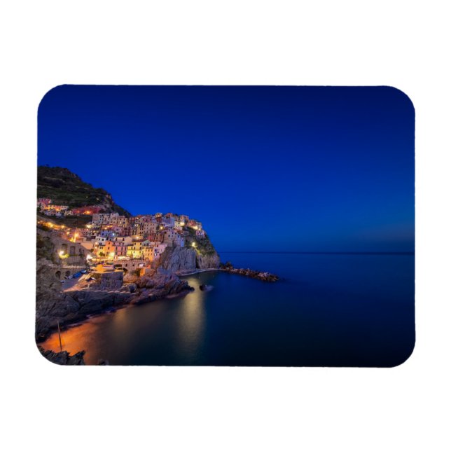 Ímã Cidade de Manarola no Cinque Terre à noite (Horizontal)