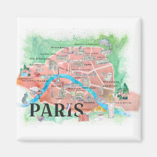 Imã Cidade de Paris France do mapa ilustrado amor do