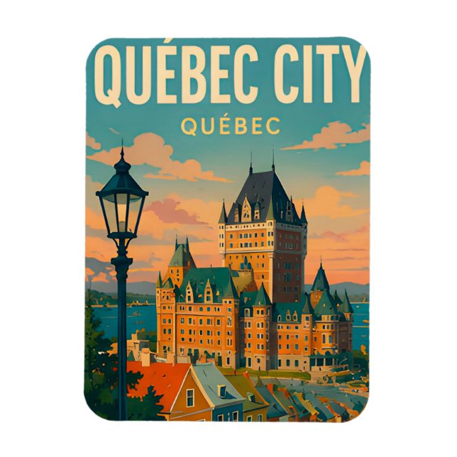Ímã Cidade de Quebec Canadá Velha Cidade Castelo Viage (Vertical)