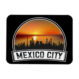 Ímã Cidade do México CDMX Vintage Sunset Cityscape