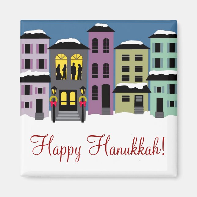 Imã Cidade do Natal ~ Ímã Feliz Hanukkah (Frente)