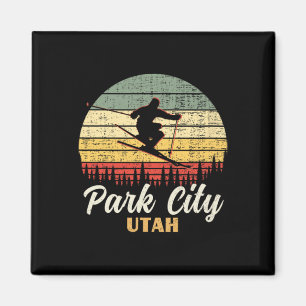 Imã Cidade do Parque Utah Esqui Montanha Vintage Féria