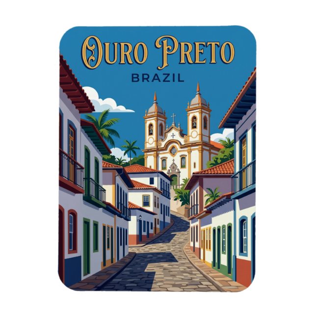 Ímã Cidade Histórica de Ouro Preto Brasil (Vertical)