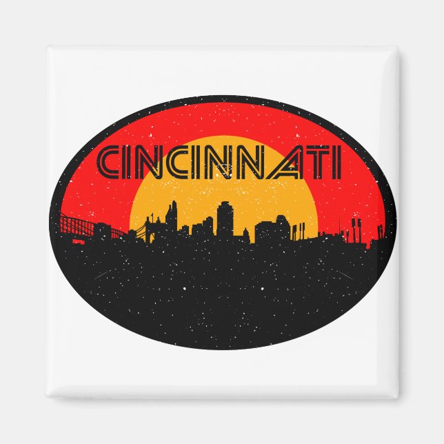 Imã Cidade Oval Vermelha Cincinnati (Frente)