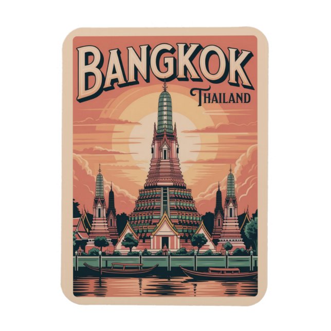 Ímã Cidade retro de Banguecoque Wat Aru presentes de v (Vertical)