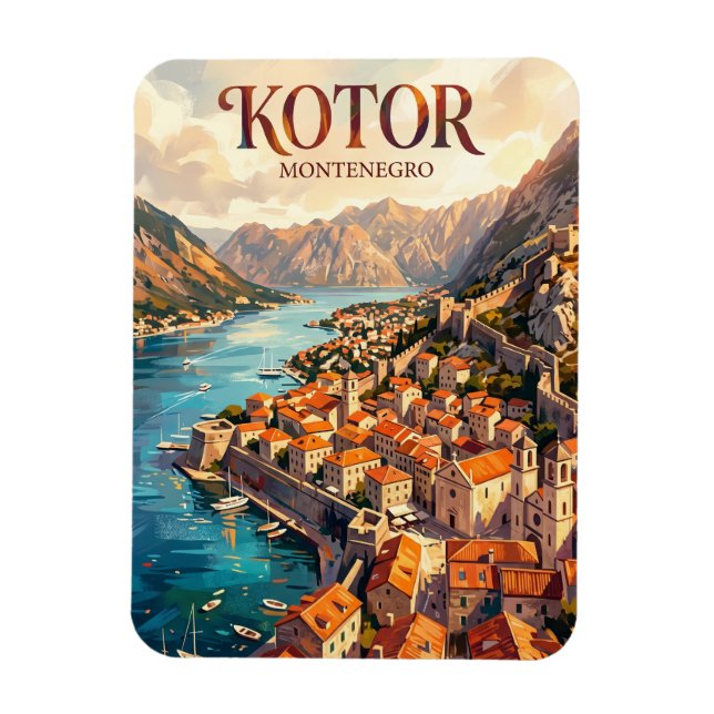 Ímã Cidade Velha, Baía de Kotor, Kotor Montenegro (Vertical)