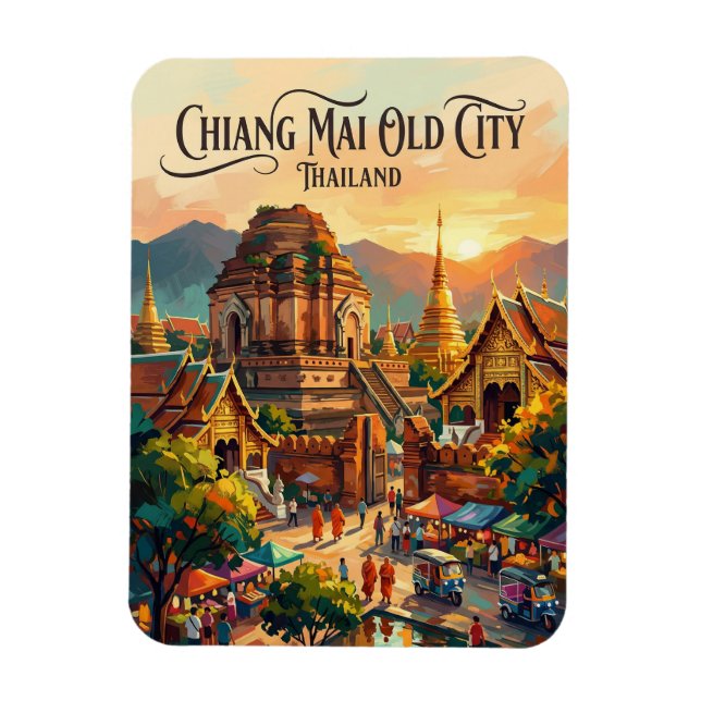 Ímã Cidade Velha de Chiang Mai Tailândia (Vertical)