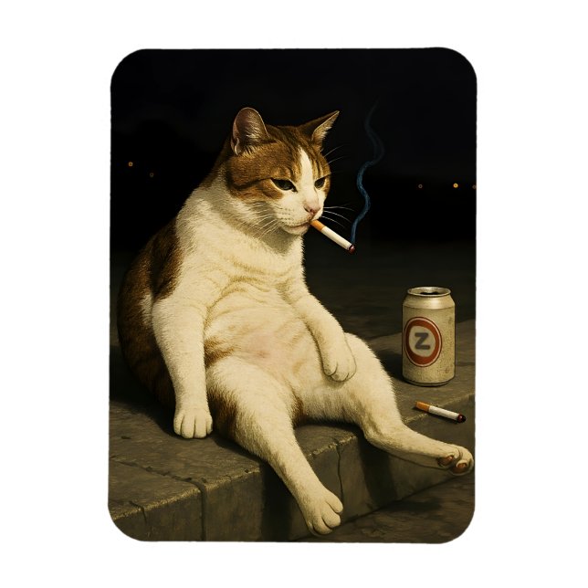 Ímã Cigarette Kitten Funny Smoking Cat Gen Z Meme (Vertical)