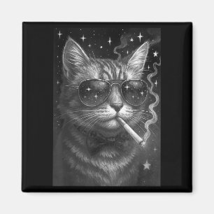 Imã Cigarro Gato Engraçado Fumar Gato Estúpido Bra