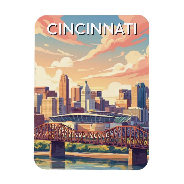 Ímã Cincinnati Ohio Skyline Travel (Vertical)