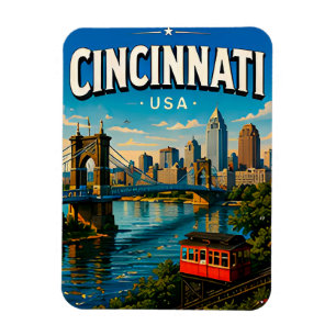 Ímã Cincinnati Roebling Bridge Skyline