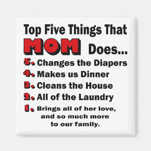 Imã Cinco Coisas Mais Importantes Que A Mãe Faz Magnet