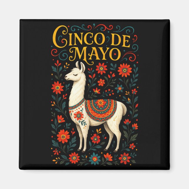 Imã Cinco de maio - arte de celebração de festa de lha (Frente)