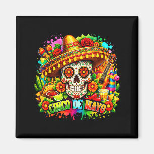 Imã Cinco de maio festa chapéus mexicana caveira de aç