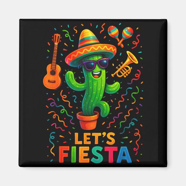 Imã Cinco de maio festa mexicana de cacto engraçada va (Frente)