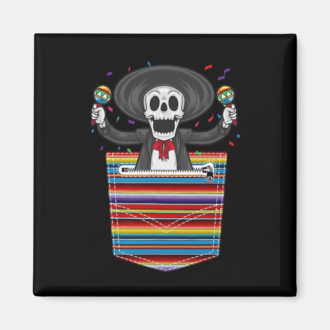Imã Cinco De Mayo 2025 Calaca Blanket Pocket Serape Me (Frente)