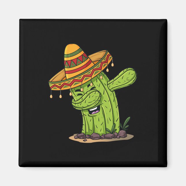 Imã Cinco de Mayo Dabbing Cactus, crianças (Frente)