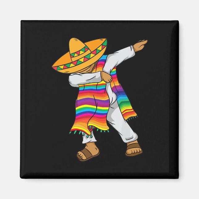 Imã Cinco De Mayo Dabbing Poncho Kids Toddler Mexicano (Frente)