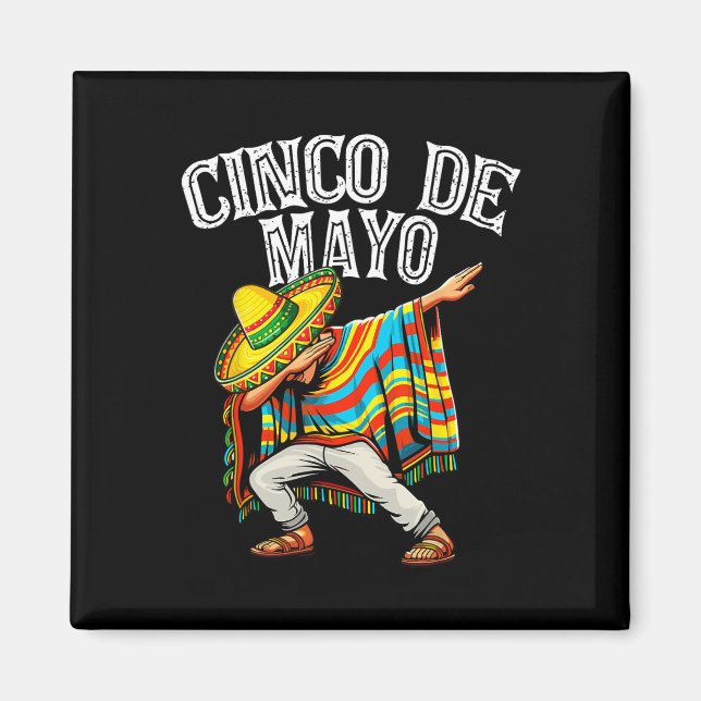 Imã Cinco De Mayo Dabbing Poncho Sombrero Hat mexicano (Frente)