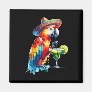 Imã Cinco De Mayo Mexicano Chapéu Papagaio Bebendo Um 