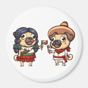 Imã Cinco de Mayo Pugs Magnet