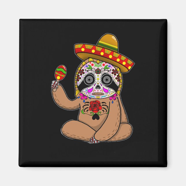 Imã Cinco De Mayo Sloth Halloween Dia Mexicano Do Mort (Frente)