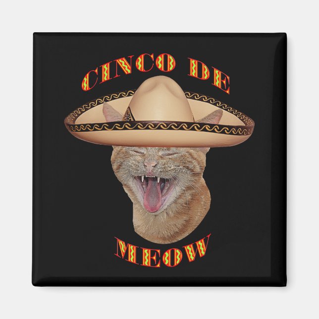Imã Cinco De Meow Cat Cinco De Mayo México (Frente)
