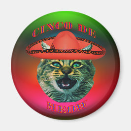 Imã Cinco de Meow Cinza Cinco de Mayo México Refrig