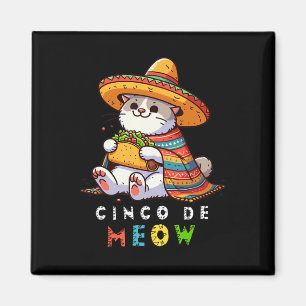 Imã Cinco De Meow Com Gato Sorridente Taco E Sombrero