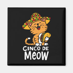 Imã Cinco De Meow Fofo Cinco De Mayo Chapéu Taco Gato