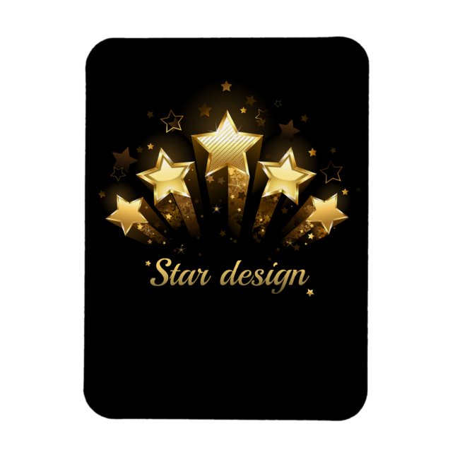 Ímã Cinco estrelas douradas a preto (Vertical)