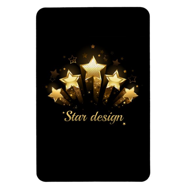 Ímã Cinco estrelas douradas a preto (Vertical)
