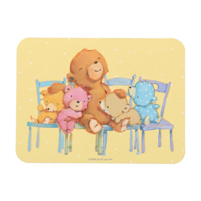 Ímã Cinco Fofinhos e Ursos Coloridos nas Cadeias (Horizontal)